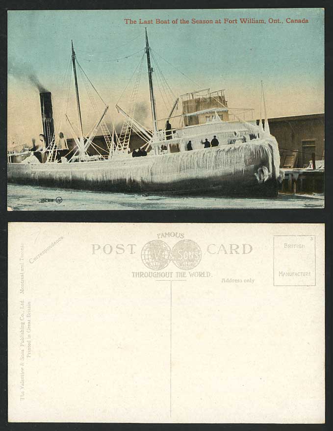 Canada Old Postcard Last Boat of The Season at Fort William Ontario - Steam Ship