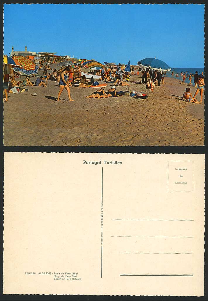 Portugal Early Postcard ALGARVE Beach of FARO Island Praia de Faro Plage de Faro