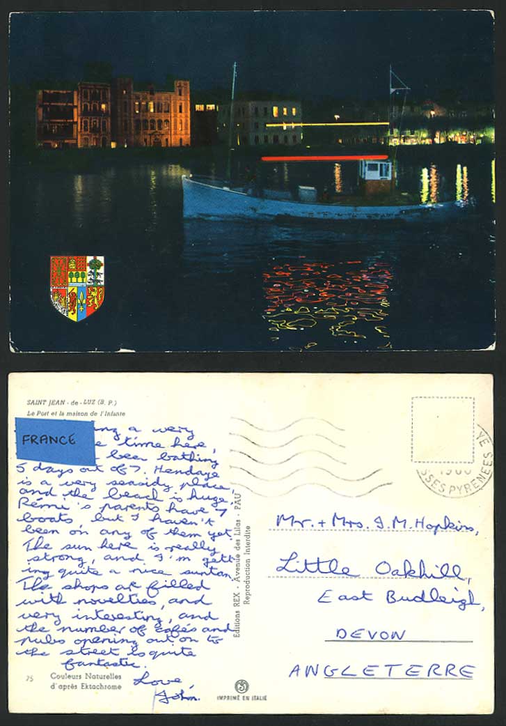 France Saint-Jean-de-Luz c.1960 Postcard Port Maison de l'Infante Harbour & Boat