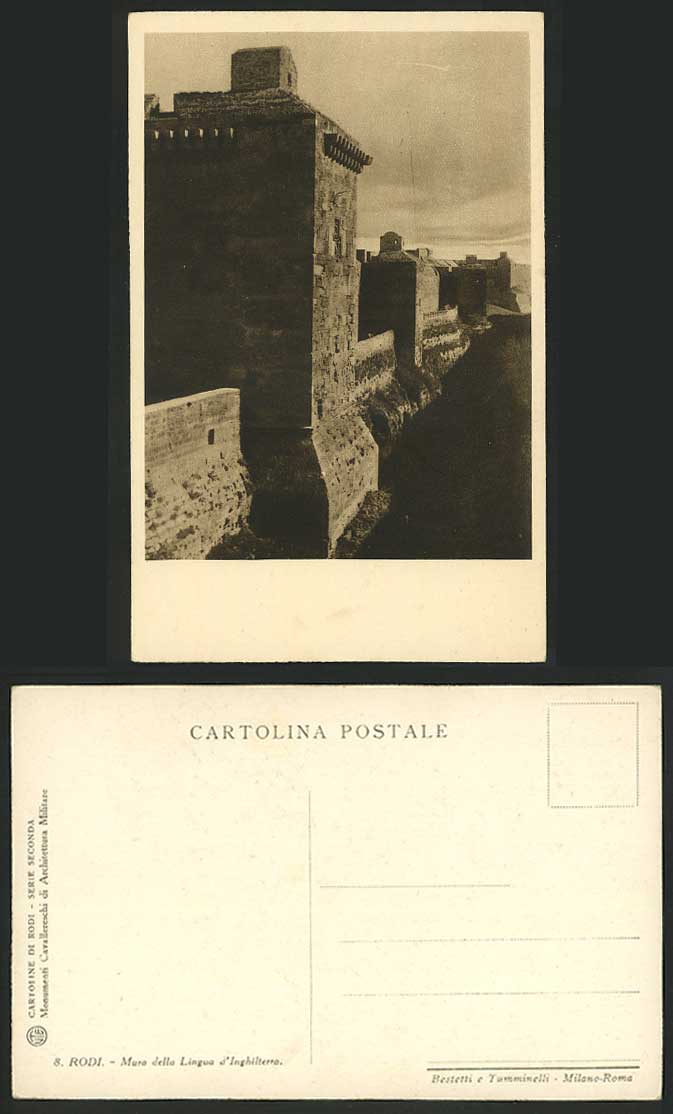 Italy Old Postcard RODI Mura della Lingua d'Inghilterra, Walls Langue of England
