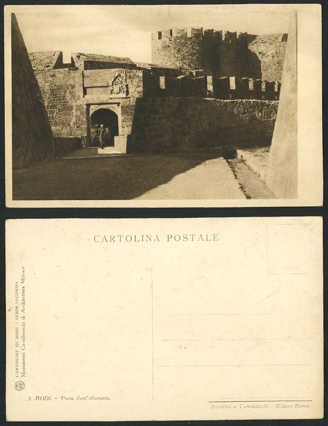 Italy Old Postcard RODI - Porta Sant' Atanasio, Gate, Sicily, Italian Castle