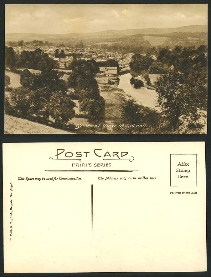 Devon General View of TOTNES Panorama & River Scene, Frith's Series Old Postcard