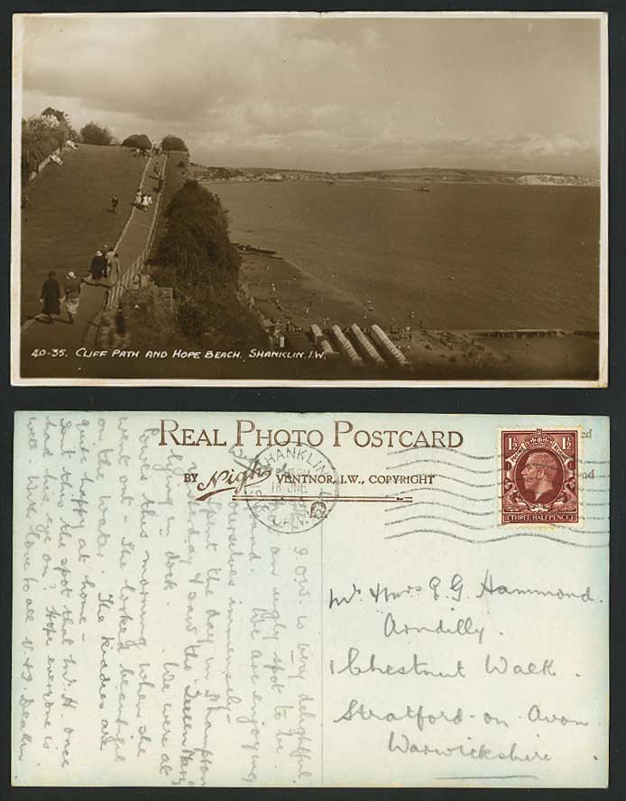 Isle of Wight Cliff Path and Hope Beach Shanklin 1933 Old R.P. Postcard Panorama