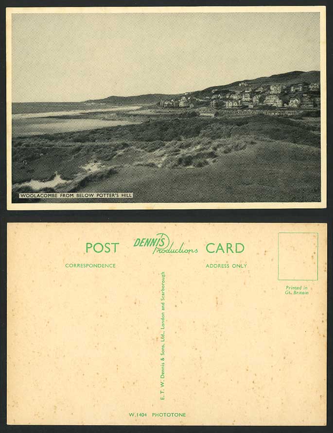 Woolacombe from Below Potter's Hill - Devon Old Postcard Seaside Panorama Beach