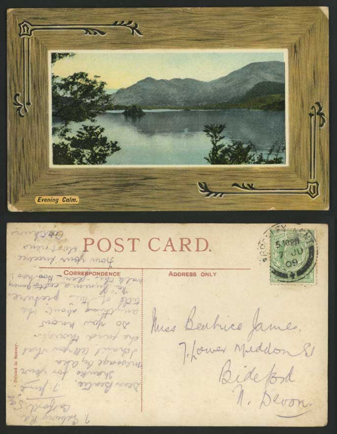 Evening Calm - English Lake & Mountains Scenery 1909 Old Postcard England