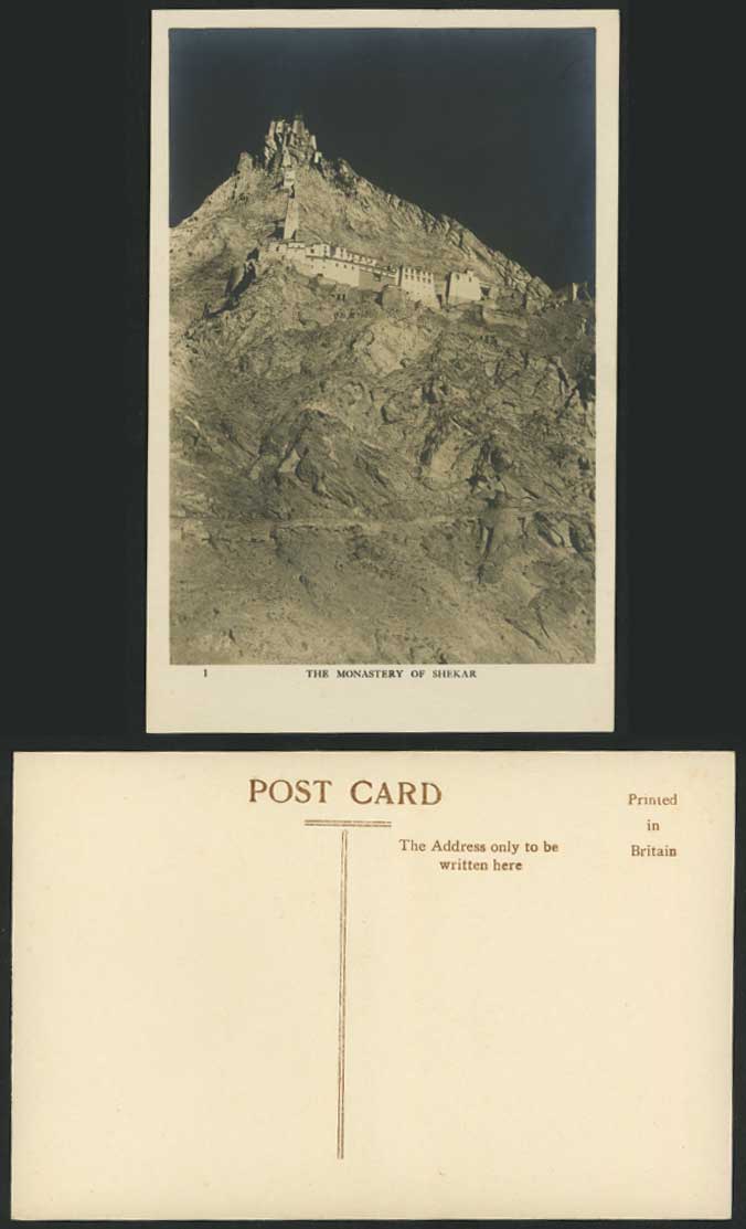 TIBET China MONASTERY of SHEKAR Shegar Mt. Everest 1922 Old Real Photo Postcard