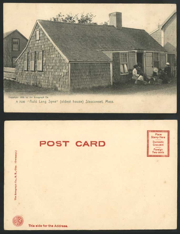 USA Old U.B. Postcard Auld Lang Syne, Oldest House Mass. Massachusetts, Scottish