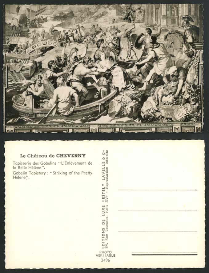 CHATEAU de CHEVERNY Gobelin Tapistery Striking of The Pretty Helene Old Postcard