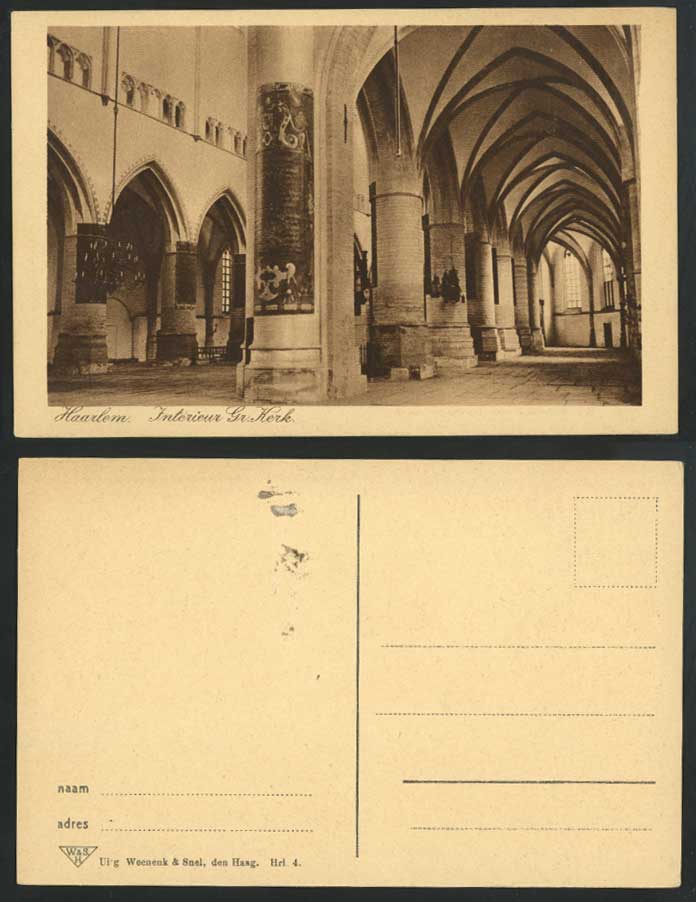 Netherlands HAARLEM Old Postcard Interieur Gr Kerk Church Interior Holland