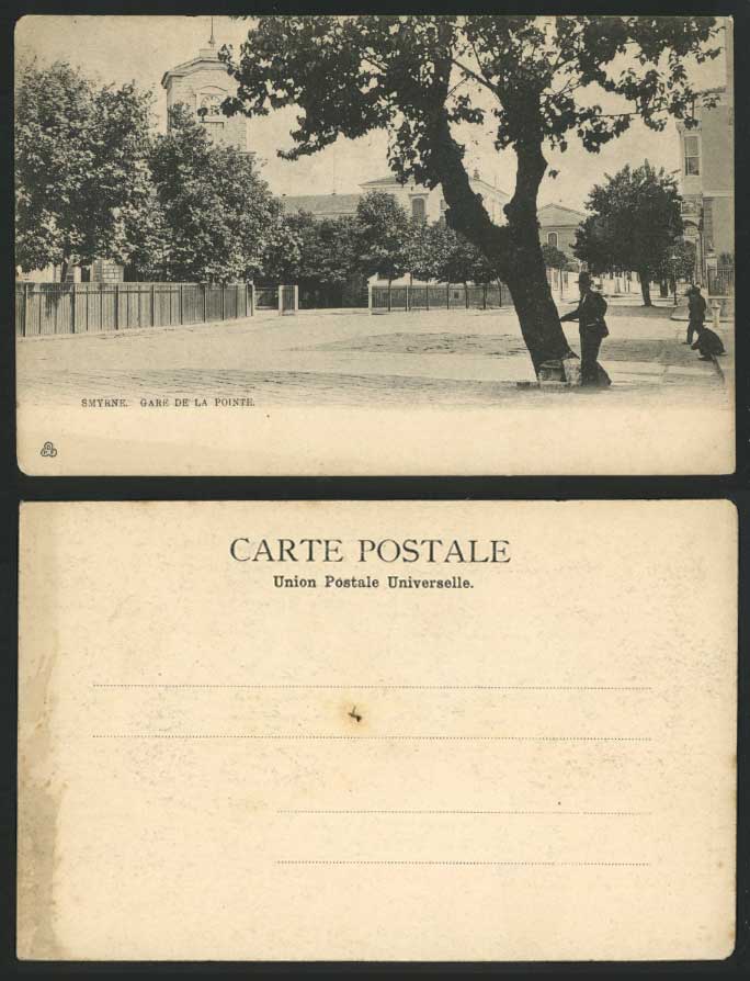 Turkey SMYRNE, Gare de la Pointe, Railway Station, Clock Tower Old U.B. Postcard