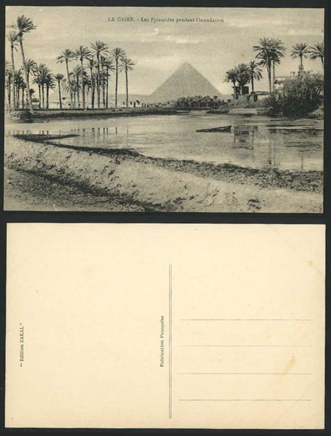 Egypt Old Postcard Cairo PYRAMIDS Pyramides pendant Inondation During Flood Nile