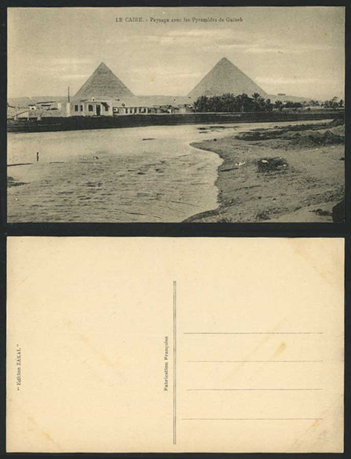 Egypt Old Postcard Cairo Landscape Pyramids Giza Nile, Le Caire Pyramides Guizeh