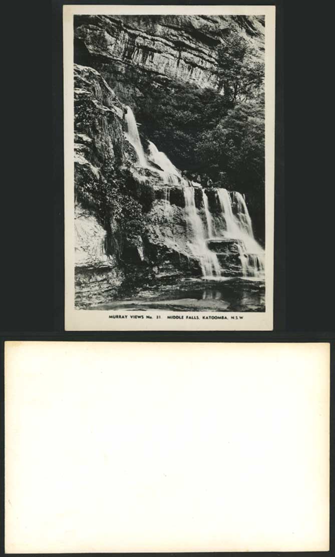 Australia, Katoomba Middle Falls Waterfalls NSW Old Real Photo Postcard Cascades