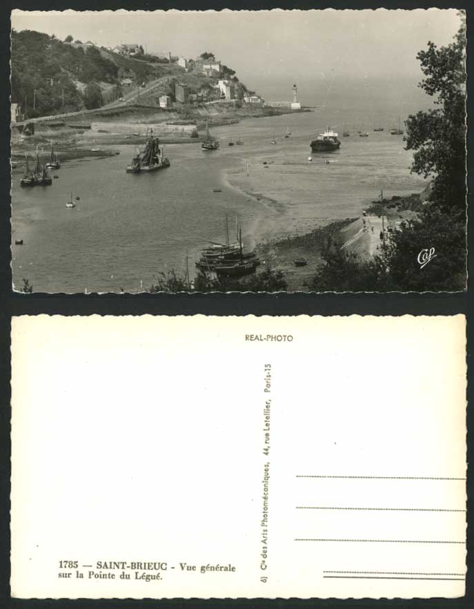France Saint-Brieuc Pointe du Legue Lighthouse Harbour & Boats Old R.P. Postcard