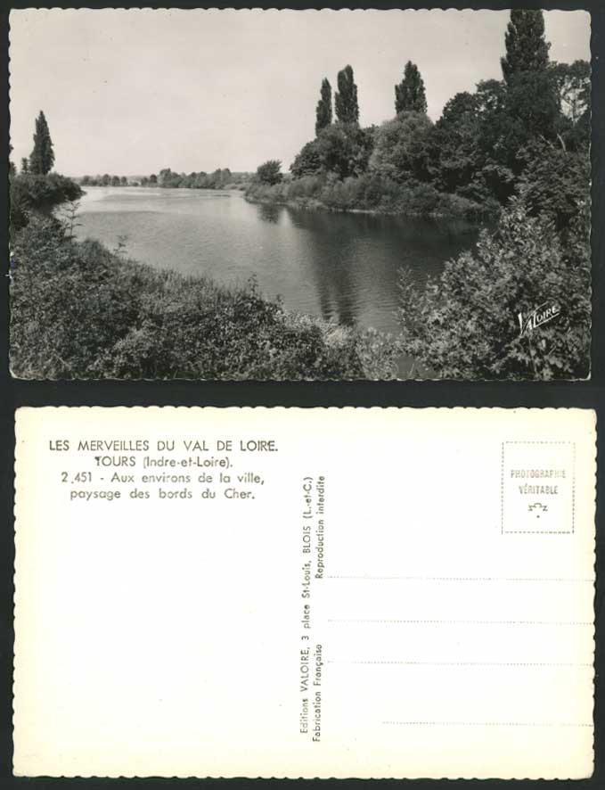 France Tours Loire Valley Cher River Scene Old Real Phot Postcard Indre-et-Loire