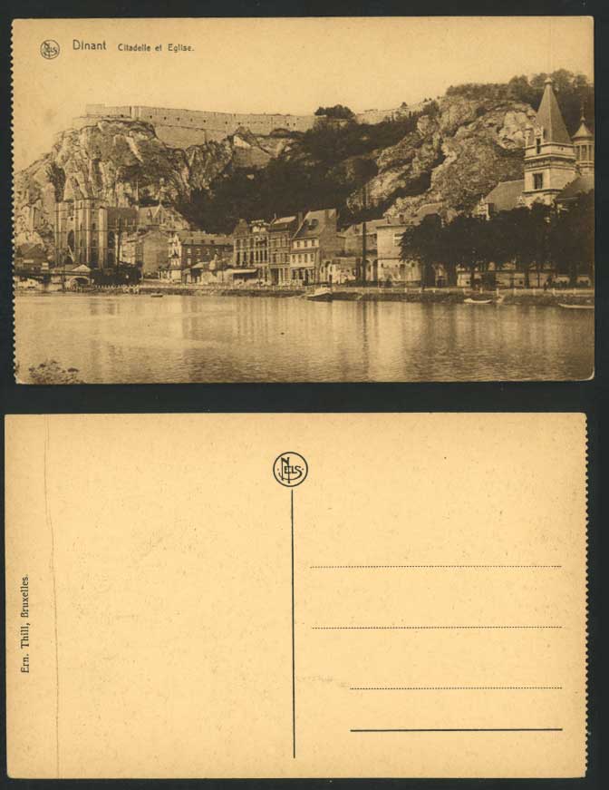 Belgium DINANT Old Postcard Citadelle Eglise Citadel & Church Boats Rocks Bridge
