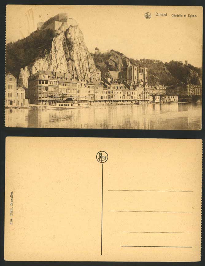 Belgium DINANT Old Postcard Citadelle et Eglise Citadel & Church Ferry Boat Rock