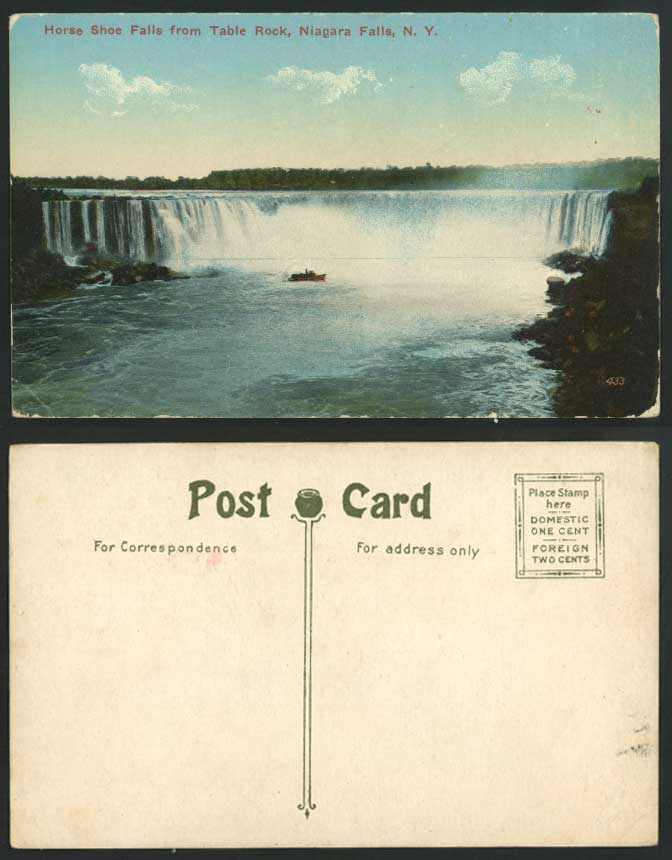 USA Old Postcard Horse Shoe Falls from Table Rock Niagara Falls New York N.Y. US