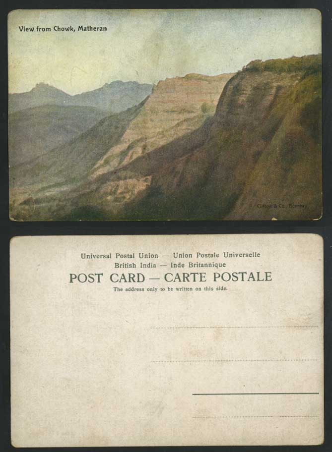 India Old Colour Postcard General View from CHOWK, MATHERAN, Mountains, Panorama