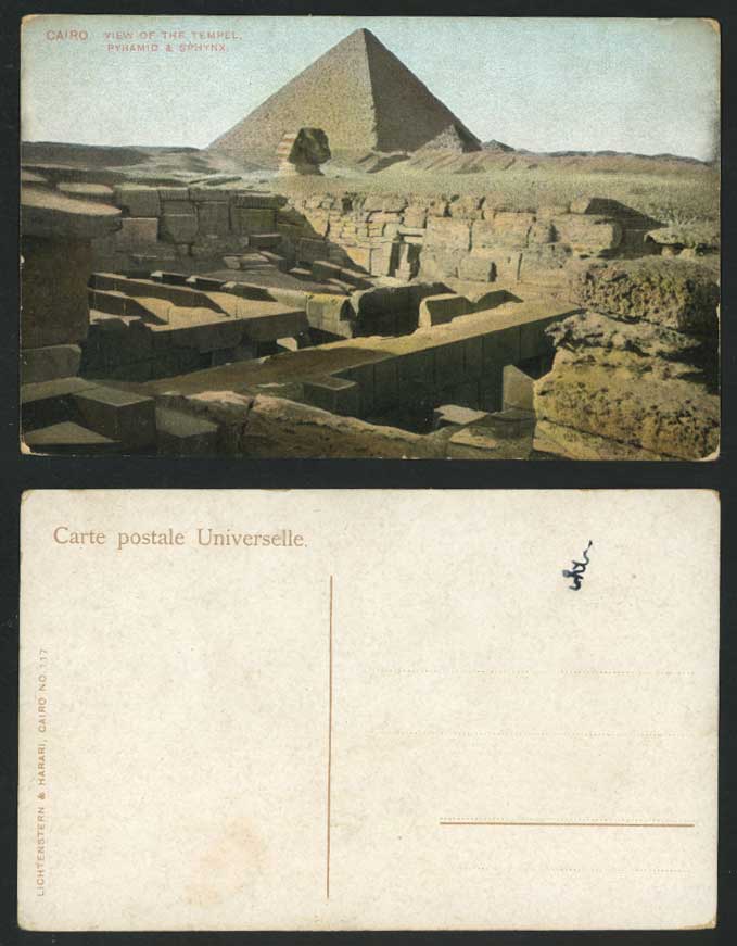 Egypt Old Postcard Cairo The Tempel Temple Pyramid Sphinx Sphynx Desert Le Caire