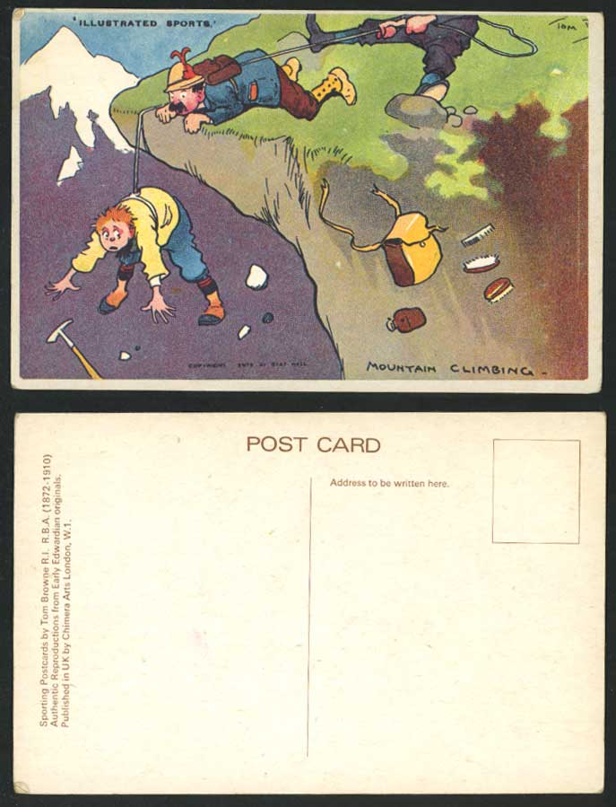 TOM B. BROWNE Old Postcard Mountain Climbing Mountaineering Rescue, Sports