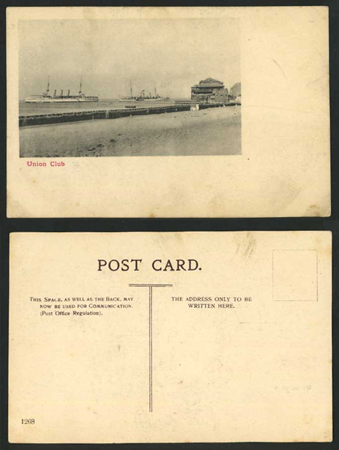 Gibraltar Old Postcard Union Club View Steam Ships Steamers Warships Battleships