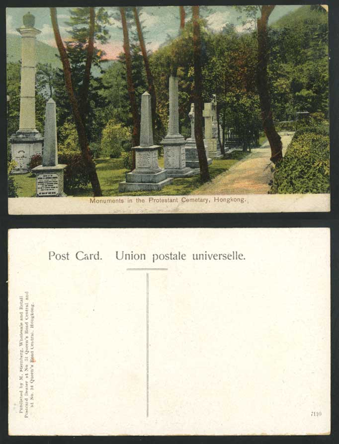 Hong Kong China Old Postcard Monuments in Protestant Cemetery, Cemetary, Graves