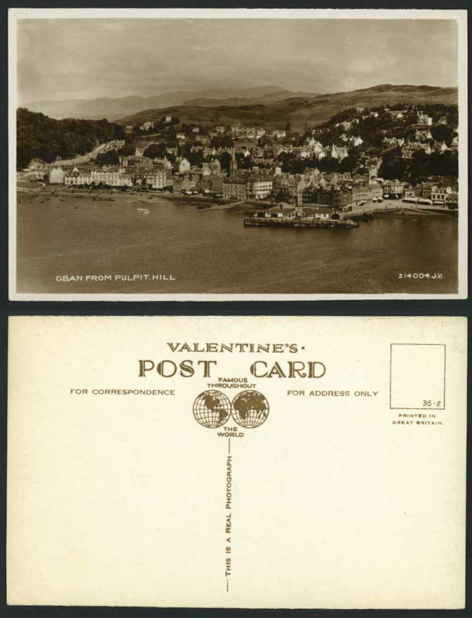 OBAN from PULPIT HILL Harbour Boat Panorama General View Old Real Photo Postcard
