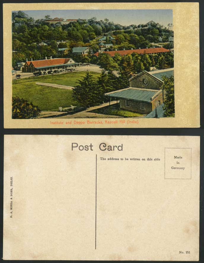 India Old Postcard Institute and Deppot Barracks, Kasouli Hill, Military Barrack