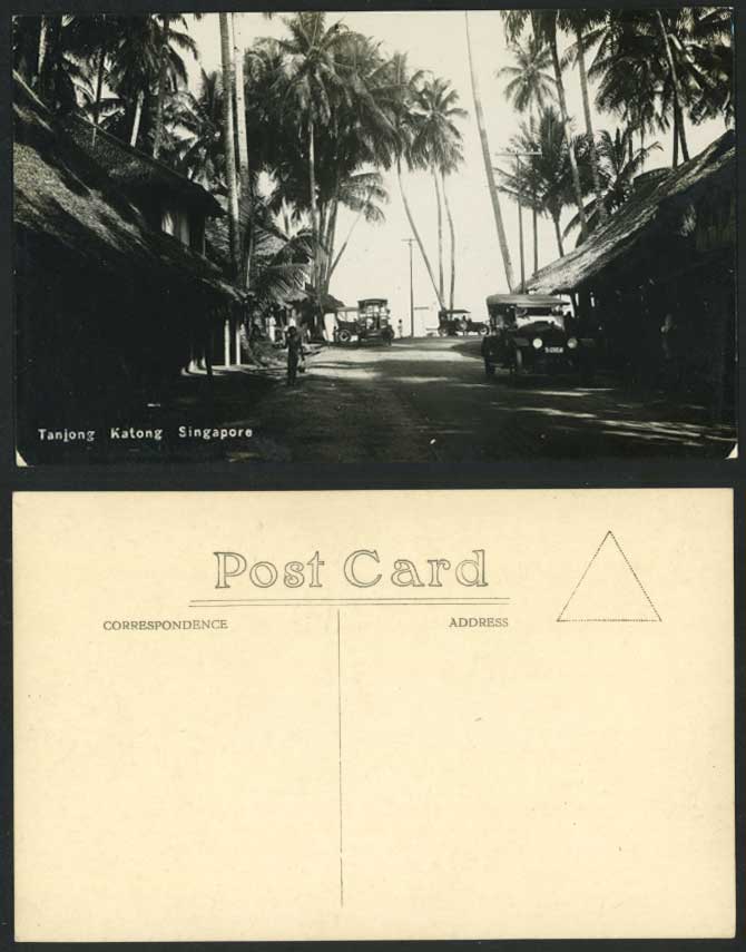 Singapore Old R Photo Postcard Tanjong Katong EAST COAST ROAD Vintage Motor Cars