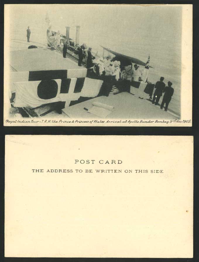 India 1905 Old Postcard Royal Tour, Prince of Wales Arrival Apollo Bunder Bombay