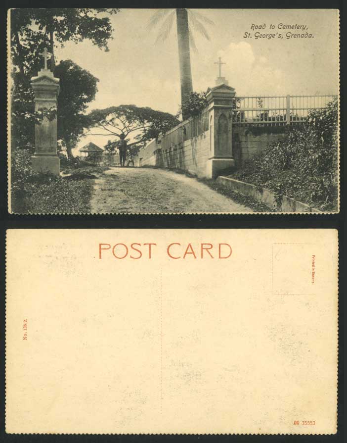 Grenada ST. GEORGES Road to Cemetery Cross Bandstand West Indies WI Old Postcard
