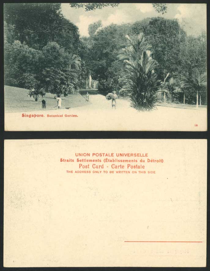 Singapore Old Postcard Native Gardeners Workers Botanical Gardens Botanic Garden
