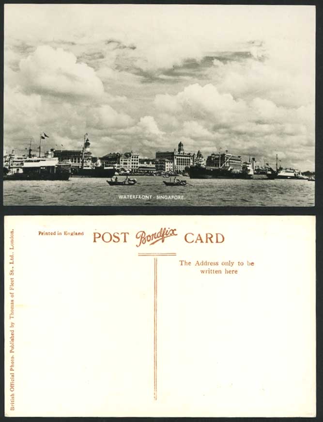Singapore Old Real Photo Postcard Waterfront Steam Ships Boats Steamers Panorama
