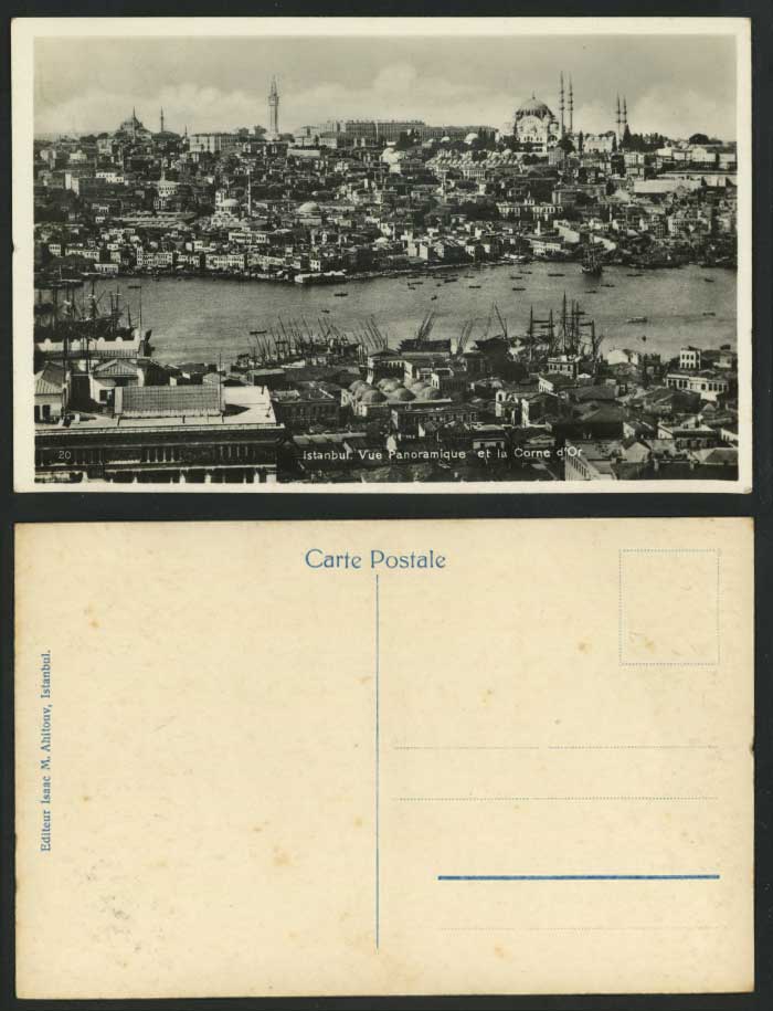 Turkey Istanbul Vue Panoramique et la Corne d'Or Old Real Photo Postcard Mosques