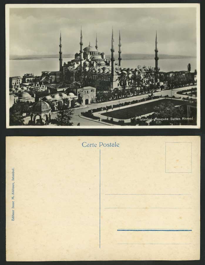 Turkey Istanbul Mosquee SULTAN AHMED MOSQUE Street Scene Old Real Photo Postcard
