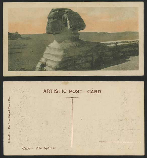 Egypt Old Postcard Cairo - THE SPHINX - Le Caire - Desert Sunset, Bookmark Style