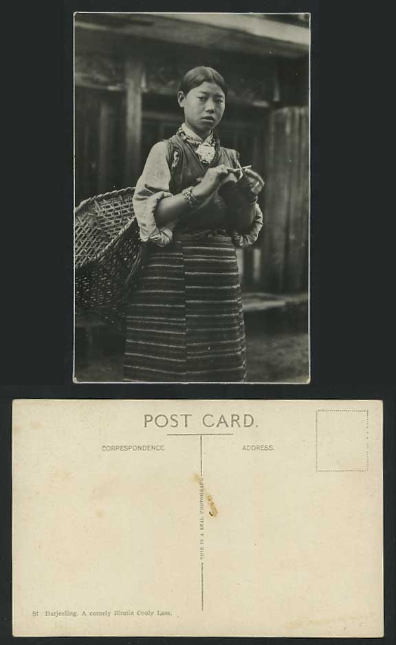 Tibet Old Postcard Darjeeling, Comely Bhutia Cooly Lass, Tibetan Young Lady Girl