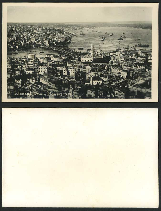 Turkey Constantinople Istanbul Birds Eye View Bridge Umum Manzarasi Old Postcard