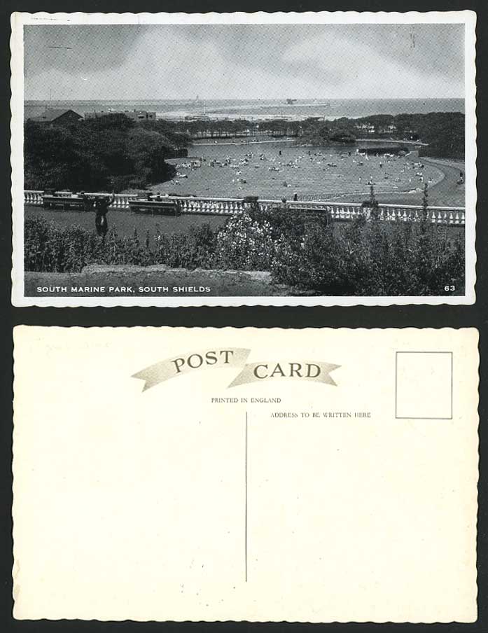 South Shields South Marine Park Lake Pier Jetty Lighthouse Tyneside Old Postcard