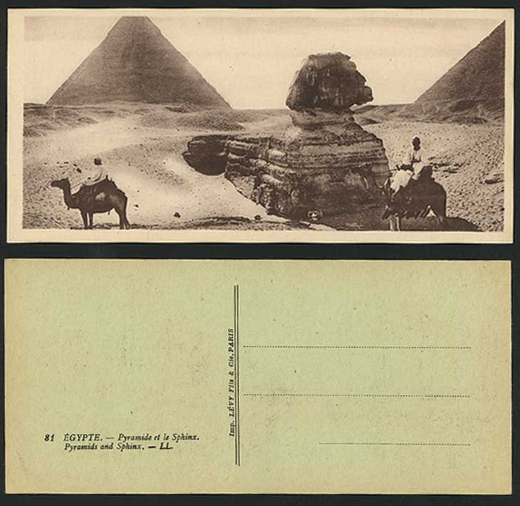 Egypt Old Postcard Cairo Pyramids Sphinx Camels Camel Riders LL81 Bookmark Style