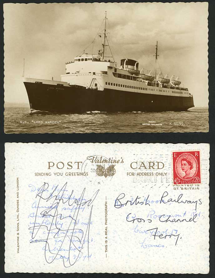 S.S. Lord Warden Steam Ship Steamer 1960 Old R.P. Postcard Photo British Airways