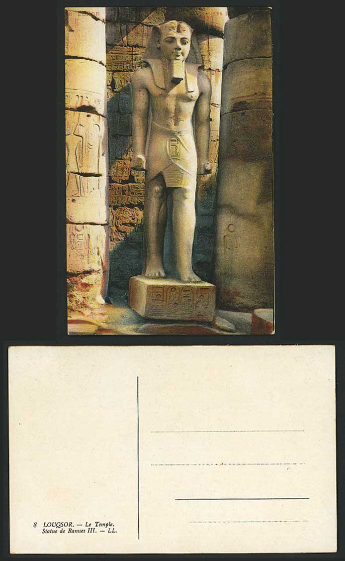 Egypt Old Colour Postcard Luxor Temple Statue Rameses II Louqsor Ramses II L.L.8