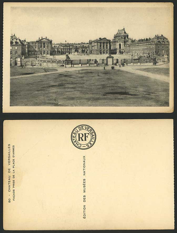 France Chateau de Versailles Old Postcard Facade prise de la Place d'Armes No.80