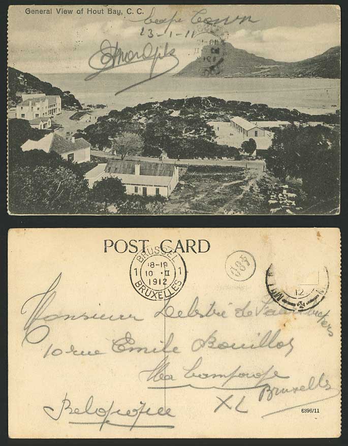 South Africa General View of HOUT BAY Cape Town CC 1912 Old Postcard Street View