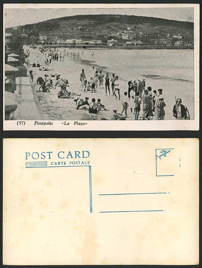 Uruguay Old RP Postcard Piriapolis La Playa Beach Bathers Holidaymakers Panorama