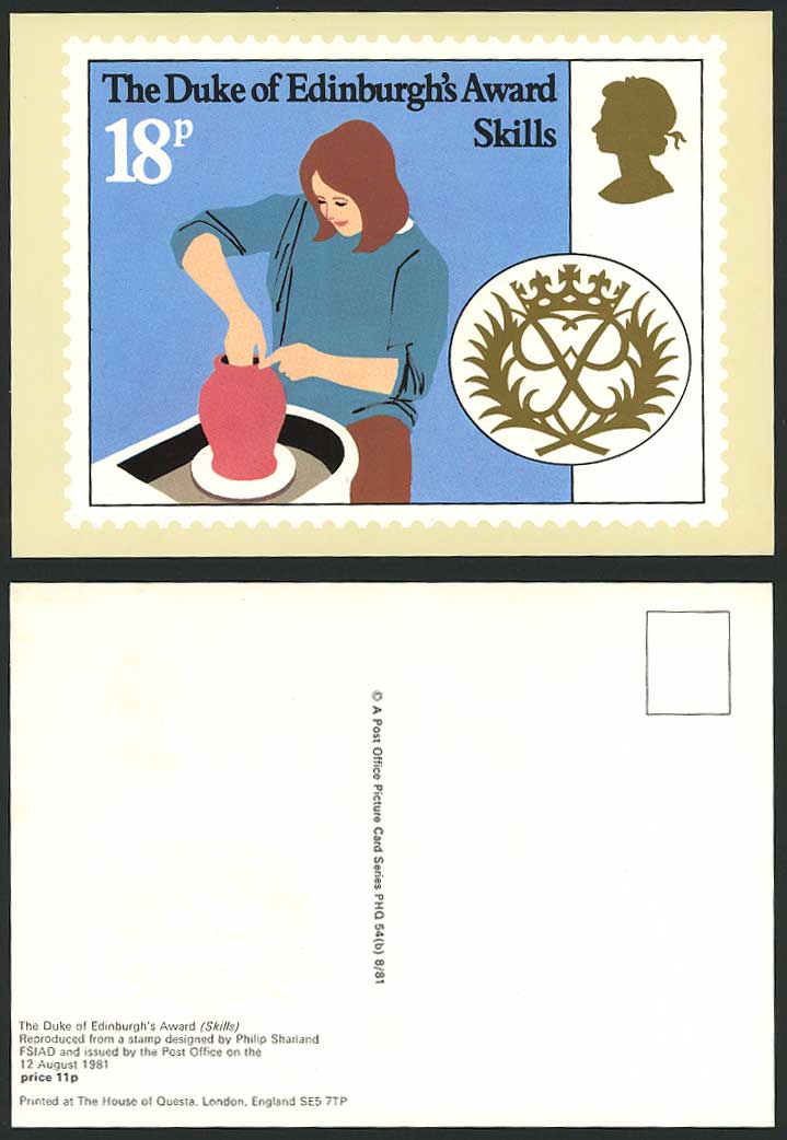 PHQ Card Duke of Edinburgh's Award Skills, Philip Sharland Designed 18p Postcard