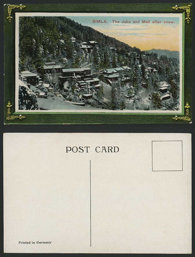 India Old Colour Postcard Simla The Jako and Mall after Snow Snowy Shimla Sunset