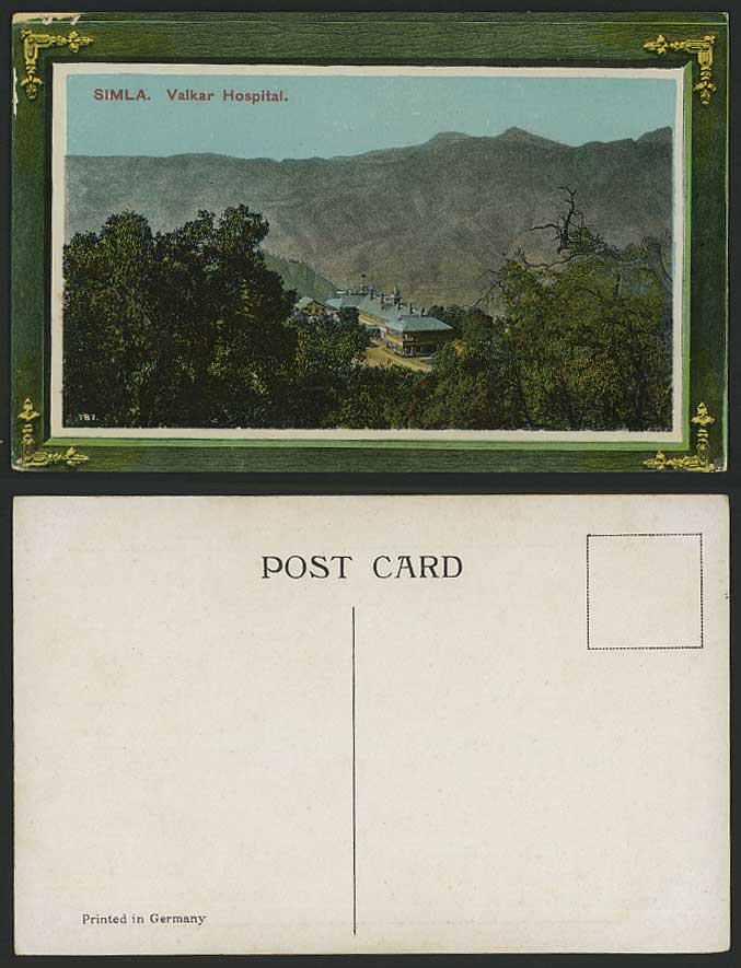 India Old Colour Postcard Walker Hospital Simla Shimla, Hills Mountains Panorama