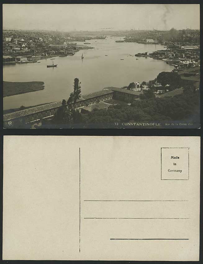 Turkey 1919 Old Postcard Constantinople Vue de la Corne d'Or River Scene & Boats